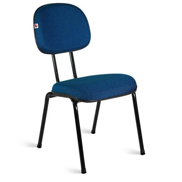 Cadeira Secretária Pé Palito Tecido Azul com Preto - 1