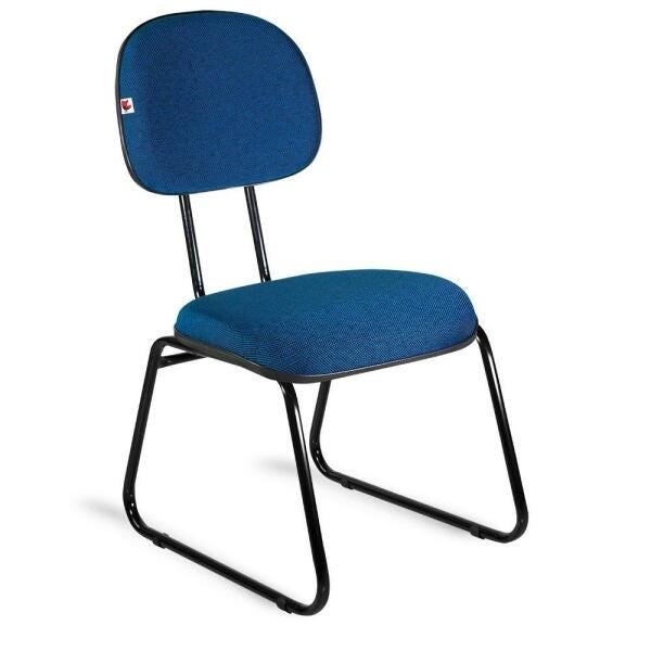 Cadeira Secretária Pé Sky Tecido Azul com Preto - 1