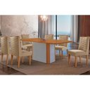 Ver imagem 1 de Conjunto: Mesa Sala Jantar Pietá Tampo Curvo 180cm+6 Cadeiras Dafne Madeira Naturale/off White -