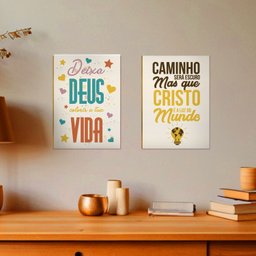 Kit 2 Placas Mdf Deixa Deus Colorir Sua Vida Decoração Fe22 - 2