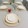 Jogo 10 Pçs Lugar Americano Sousplat Toalha de Mesa Redondo 38cm Bege - 10