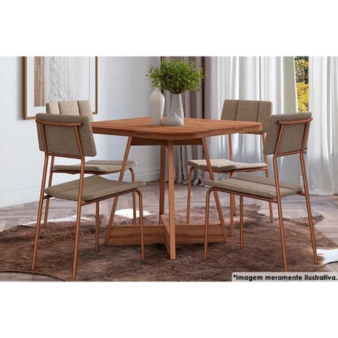 Mesa Sala 1593 + 4 Cad Lou Rose/Caramelo Carraro