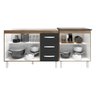 Armário Cozinha Gabinete Pia de 120 Cm Bruna e Balcão Fran para Cooktop 5 Bocas Savana Preto - 5