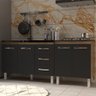 Armário Cozinha Gabinete Pia de 120 Cm Bruna e Balcão Fran para Cooktop 5 Bocas Savana Preto - 3