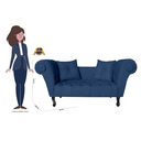 Ver imagem 4 de Sofá Recamier Recepção Decorativo 02 Lugares Londres Suede Azul Marinho - Incasa Decor