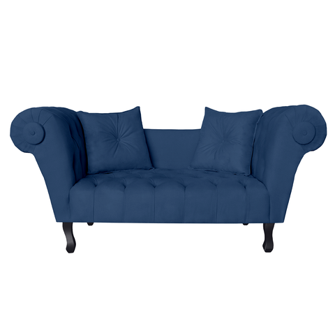 Sofá Recamier Recepção Decorativo 02 Lugares Londres Suede Azul Marinho - Incasa Decor