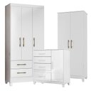 Ver imagem 1 de Guarda Roupa Infantil Lima com Cômoda Vênus com Pés e Armário Multiuso Jade Branco Brilho –