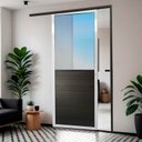 Ver imagem 2 de Porta Correr Suspensa Meia Lambril Meia Vidro Dir L.25 Mix Preta 210x90 Brimak