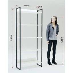 Estante Alta 5 Prateleiras Martinucci Iron IREA0818BBP Home Office Branca - 3