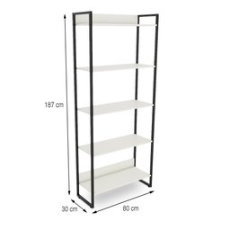 Estante Alta 5 Prateleiras Martinucci Iron IREA0818BBP Home Office Branca - 2