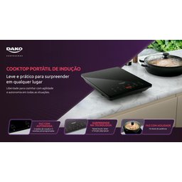 Cooktop de Indução Dako Portátil 1 Boca Preto 220v - 7