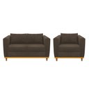 Ver imagem 1 de Kit Sofá 2 Lugares e Poltrona Europa Suede Marrom - Am Decor