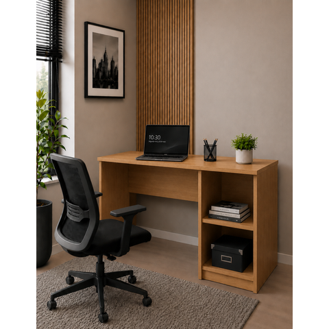 Escrivaninha Multifuncional 108cm com Nichos Laterais Home Office Cava - Nature