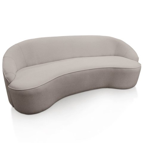 Sofá Curvo Montserrat 180cm 3 Lugares Linho Cru - Nexta Casa