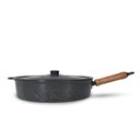 Ver imagem 4 de Frigideira Fundida Alumínio Batido Grosso com Tampa 34cm - Preto