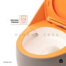 Vaso Sanitário Monobloco Caixa Acoplada Privada Aquarela Pingoo.casa - Cinza e Laranja - 7