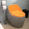 Vaso Sanitário Monobloco Caixa Acoplada Privada Aquarela Pingoo.casa - Cinza e Laranja - 8