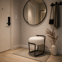 Ver imagem 1 de Puff Decorativo Moderno para Hall de Entrada Metal Preto Boucle Off Wite - Unitàlle Estpfados