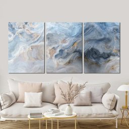 Kits 3 Quadros Decorativos Textura de Aquarela Azul Claro - 5 Kits 3 Quadros Decorativos Textura de Aquarela Azul Claro - 5