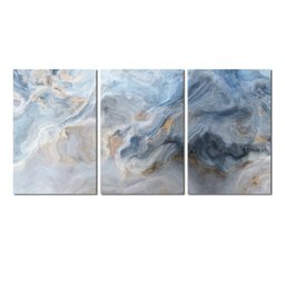 Kits 3 Quadros Decorativos Textura de Aquarela Azul Claro - 4 Kits 3 Quadros Decorativos Textura de Aquarela Azul Claro - 4