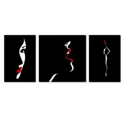 Quadro Decorativo Mulher Preto, Branco e Vermelho - 4