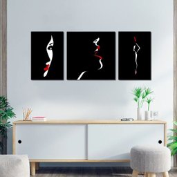 Quadro Decorativo Mulher Preto, Branco e Vermelho - 2
