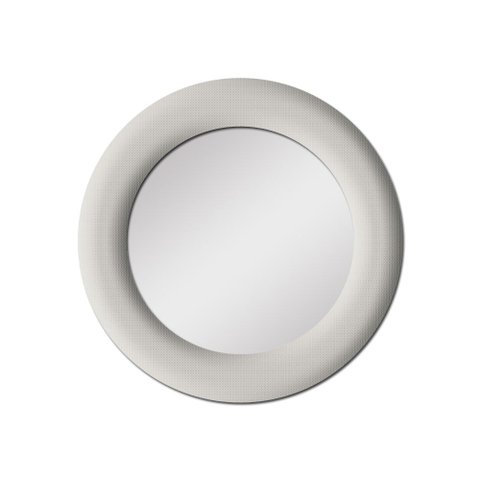Espelho Decorativo Madrid Bouclê 90cm Redondo Off Whitte