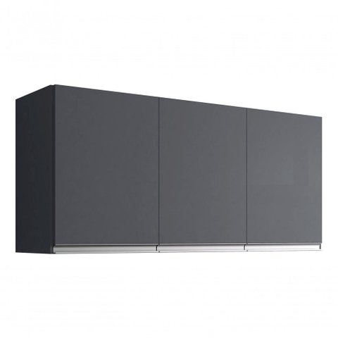 Armário Mulltiuso Aéreo Andreia 3 Portas 120cm - Ajl Móveis Cinza-escuro