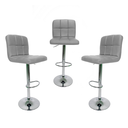 Ver imagem 1 de Kit 3 Banquetas Altas Giratórias para Cozinha Bancada Ilha Restaurante com Regulagem Gomos Cinza