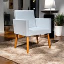 Ver imagem 2 de Poltrona Decorativa para Sala Recepção Consultório Nina Material Sintético Cores Pé Palito Castanho