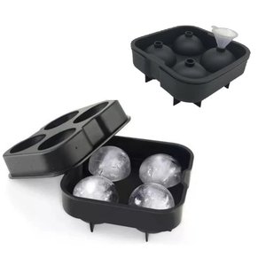 Forma Gelo Bola Esfera Grande Silicone 4 em 1 Gigante Whisky Drinks com Funil Frutas Bar Festa