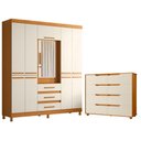 Ver imagem 1 de Guarda Roupa Casal New Fusion 10 Portas e Cômoda Doble Cinamomo Off White Flex - Móveis Albatroz