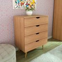 Ver imagem 1 de Cômoda para Quarto 68cm X 92,5cm com 4 Gavetas e Pés Palito Cor:amêndoa