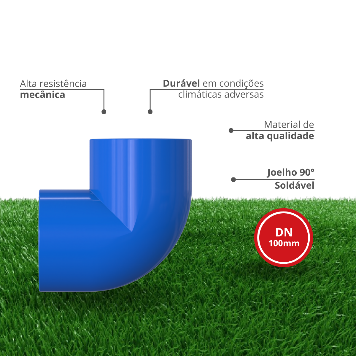 2 Unidades Joelho 90° Soldável para Irrigação Dn 100mm Pvc Azul Durín - 2