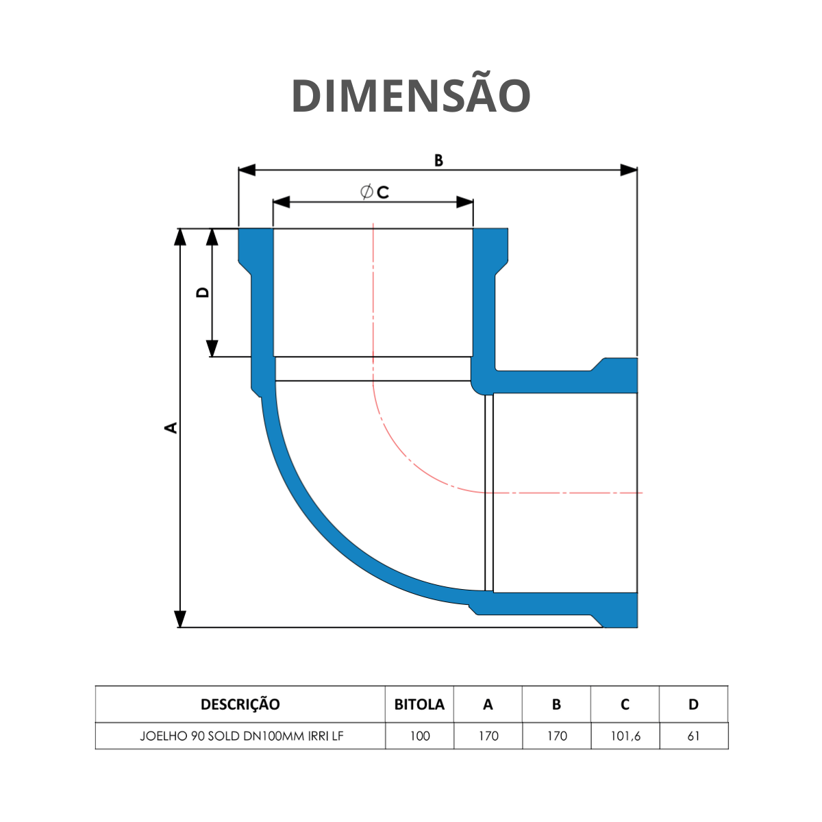 2 Unidades Joelho 90° Soldável para Irrigação Dn 100mm Pvc Azul Durín - 3