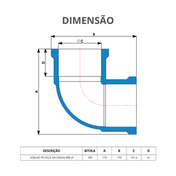 2 Unidades Joelho 90° Soldável para Irrigação Dn 100mm Pvc Azul Durín - 3