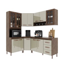 Cozinha Modulada Completa Fidelitá Lisboa 5 Peças 340cm 12 Portas 3 Gavetas com Tampo - 3