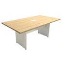 Ver imagem 2 de Mesa Reunião Corporativa 200cm X 90cm C/ Caixa de Tomada F5 Cor:macadâmia com Branco