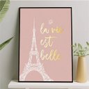 Ver imagem 2 de Quadro Torre Eiffel La Vie Est Belle 24x18cm:Madeira preta