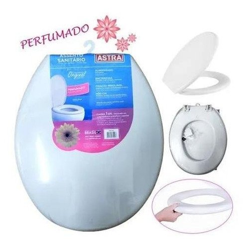 Assento sanitario Almofadado Perfumado Floral Oval Astra - 2