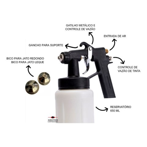 Pistola para Pintura Ar Direto Bc 72-a 650ml com 2 Bicos.