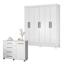 Ver imagem 1 de Cômoda Flora e Guarda Roupa Casal Verso Branco - Demóbile
