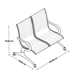 Cadeira Longarina Aeroporto 2 Lugares Cor:azul - 2