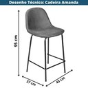 Ver imagem 5 de Kit 4 Banquetas Baixas Tânia Rivatti 95 cm (altura) em Poliuretano Preto Vintage Base Aço Preto