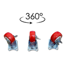 Ver imagem 4 de Rodízio Rodinha Giratório Placa Base Aço Roda Pp Vermelho Diâmetro 63mm 2,5" C/ Freio
