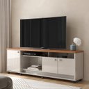 Ver imagem 5 de Rack Bancada para Tv de até 70" 3 Portas Dalva Off White/jequitiba