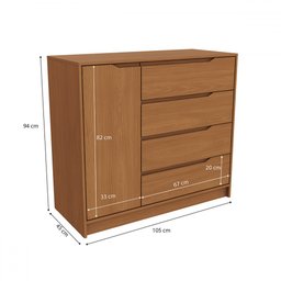 Cômoda Kappesberg 4 Gavetas 1 Porta R260 Cor Canela - 4