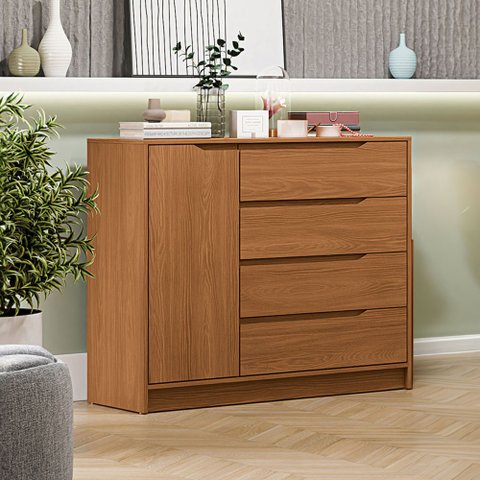 Cômoda Kappesberg 4 Gavetas 1 Porta R260 Cor Canela