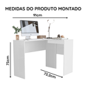 Ver imagem 6 de Escrivaninha em L Mesa de Canto para Escritório Multifuncional - Jm3 Móveis:branco