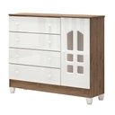 Ver imagem 4 de Quarto de Bebê New Selena 4 Portas com Cômoda Selena e Berço Mirelle Branco Acetinado Amadeirado – C
